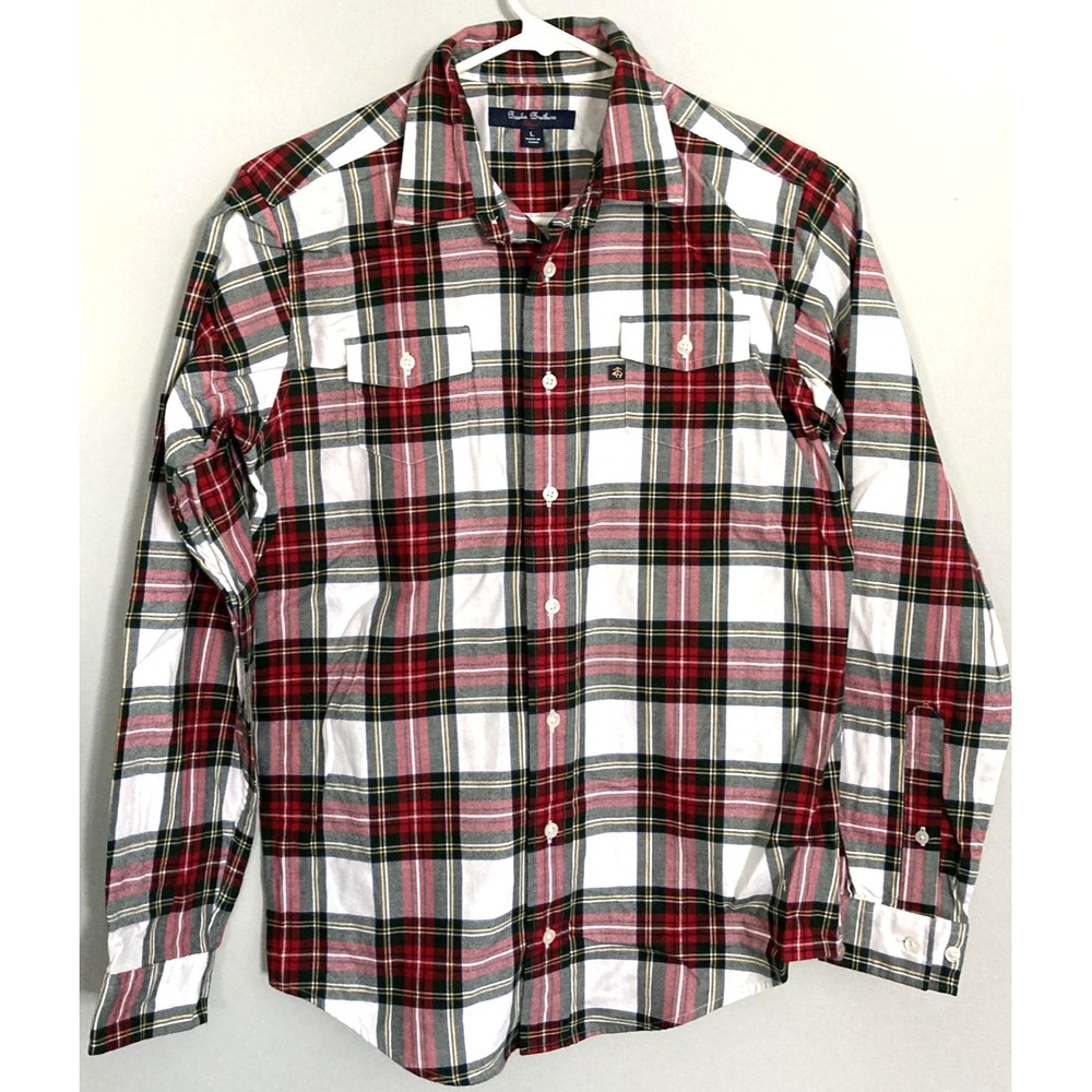 Brooks Brothers Fleece Shirt Youth/Boys L Plaid Long Sleeve Button Front Pockets